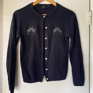 Black Cardigan w/ Guns Embroidered on Chest